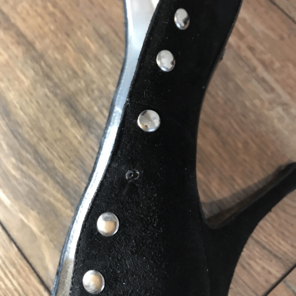 DOLCE & GABBANA Black Suede Silver Pointed Studded Heels Womans size 36.5 US 6 - Picture 10 of 14